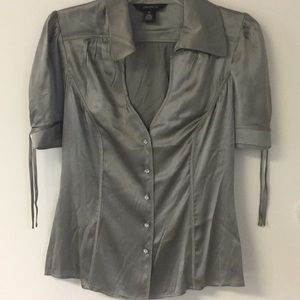 Silk stretch button down blouse
